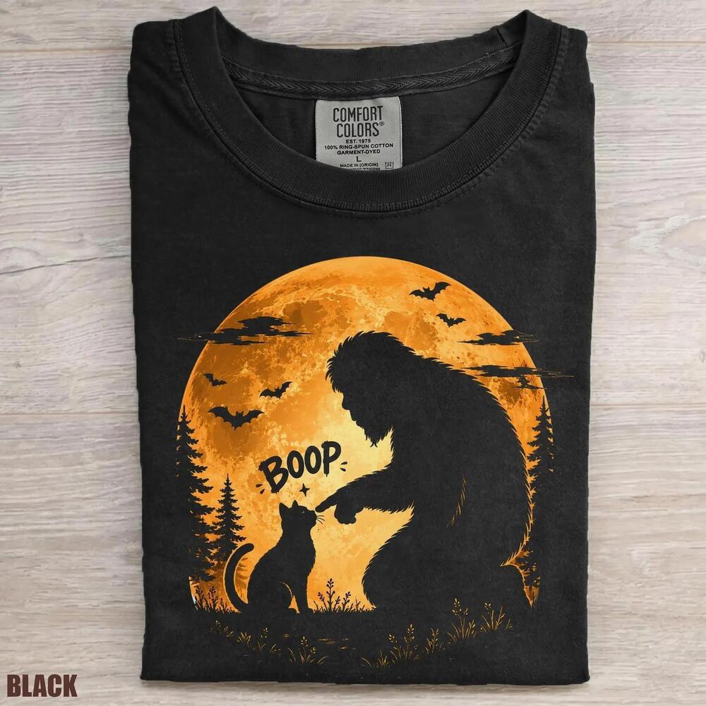 Bigfoot Boo-P Cat Shirt, Funny Sasquatch Halloween Tee, S Shirt, Bigfoot
